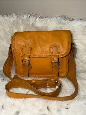PAUL MARIUS  
Women's Leather Crossbody Bag — Mustard Yellow